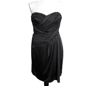 Vintage Y2K Express Strapless Mini Cocktail Dress Black Rouched Size S
